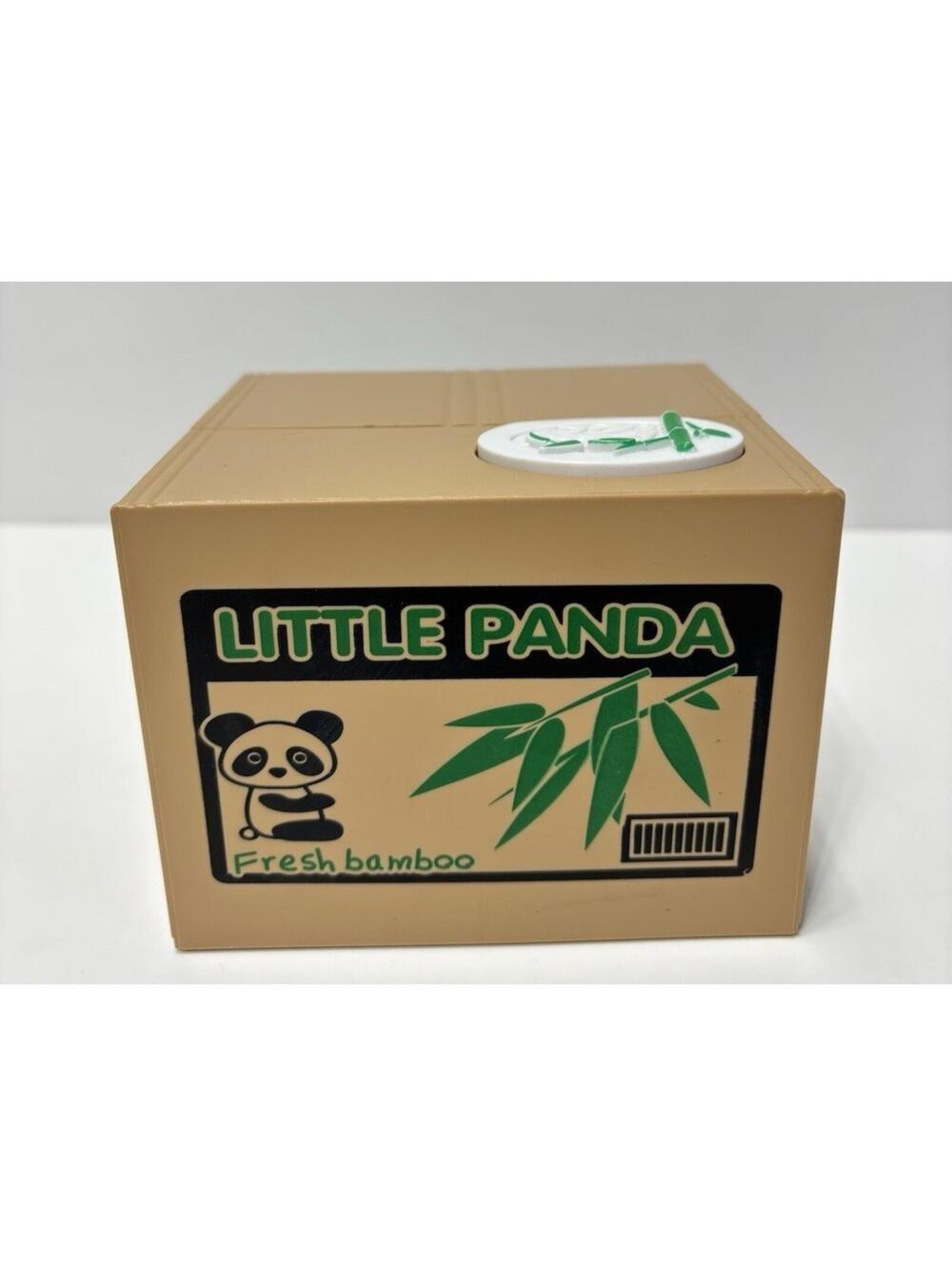 Piggy Bank Little Panda Stealing Coin Bank Battery Operated Bamboo Box